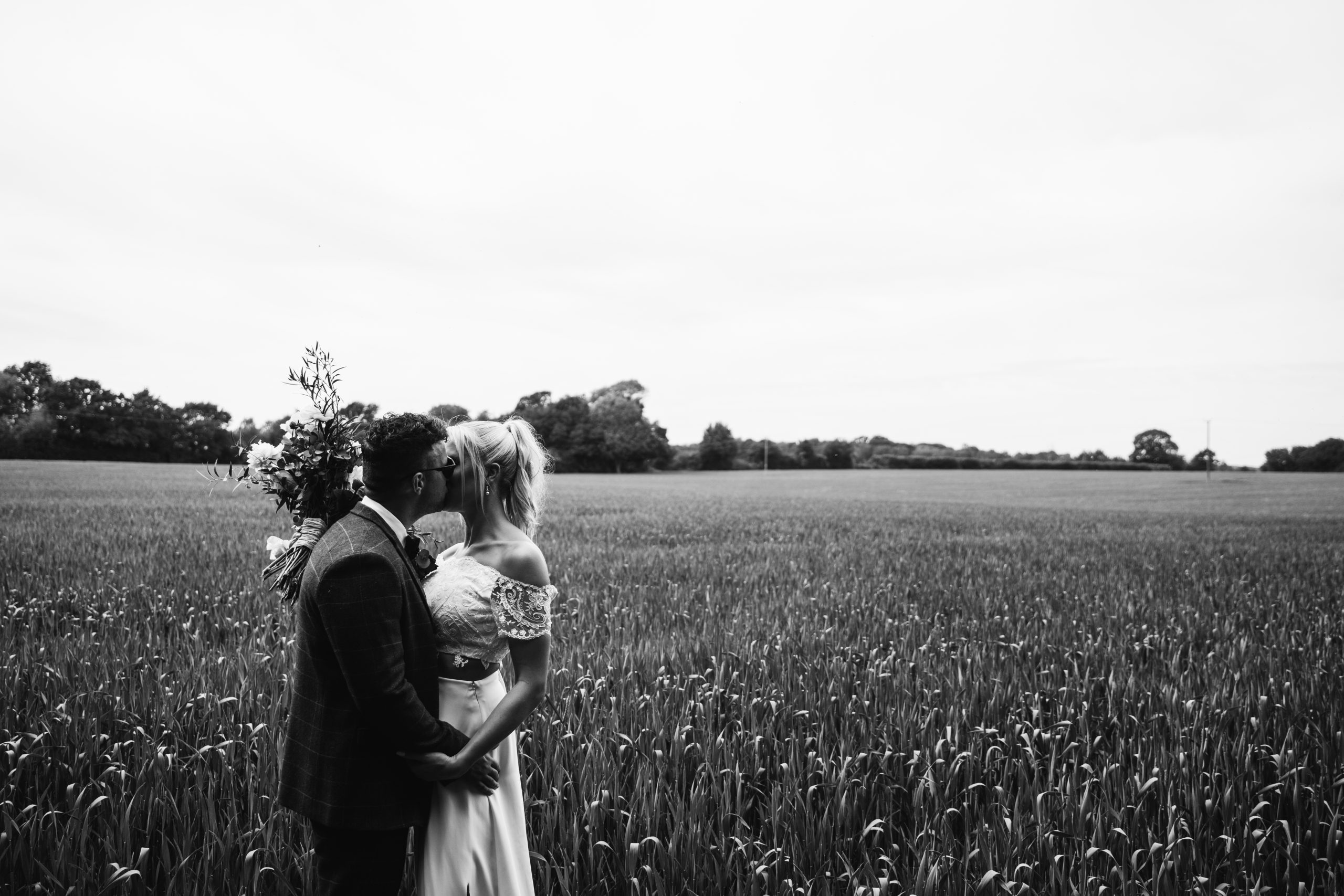 Beautiful outdoor photo of bride and groom